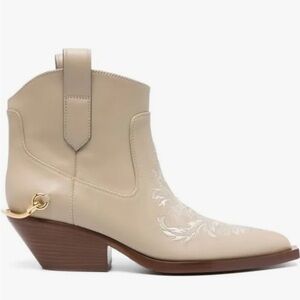 ZIMMERMAN Duncan Off White Calf Leather Ankle Boots, SZ 37